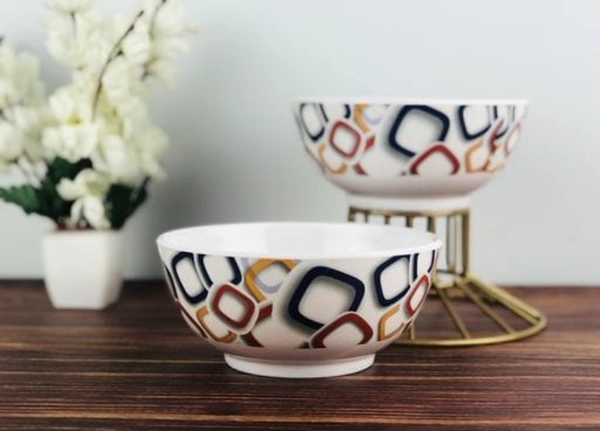 Go Hooked Printed Designer Melamine Soup Bowls/Cereal Bowls/Snacks Bowls/Mixxing Bowls/Salad Bowls/Fruit Bowls-400ml-Pack of 2  - 400 ml, Melamine,  Bowl,  Pack of2